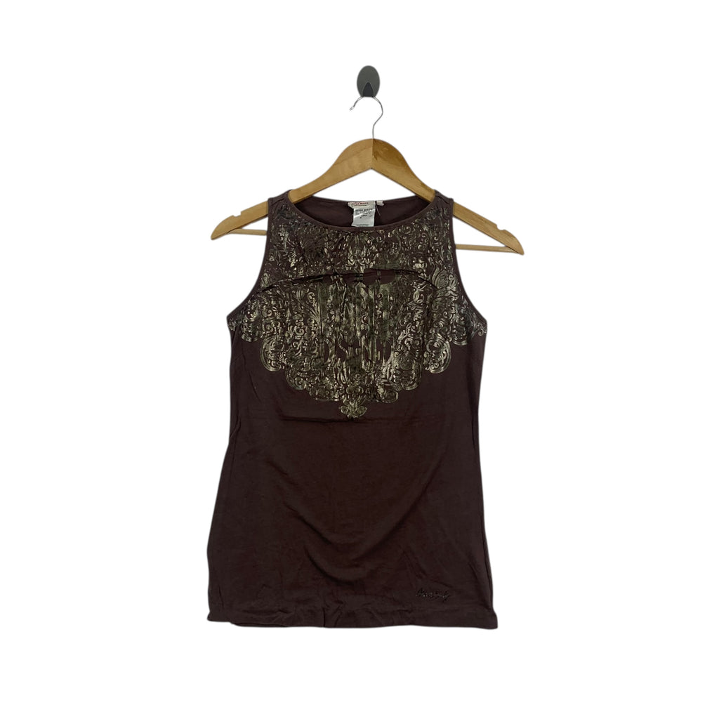 MISS SIXTY JAPAN Collection Made In Portugal Abstract Tee Shirt Top Embossed Logo