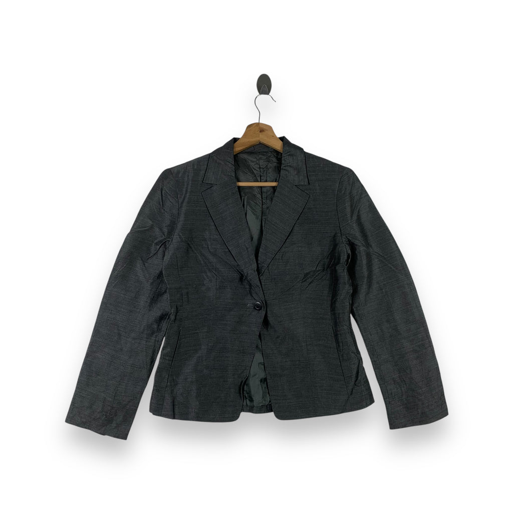 Vintage YURIE NITANI SOLO PLUS Classic Charcoal Blazer Structured Suit Jacket