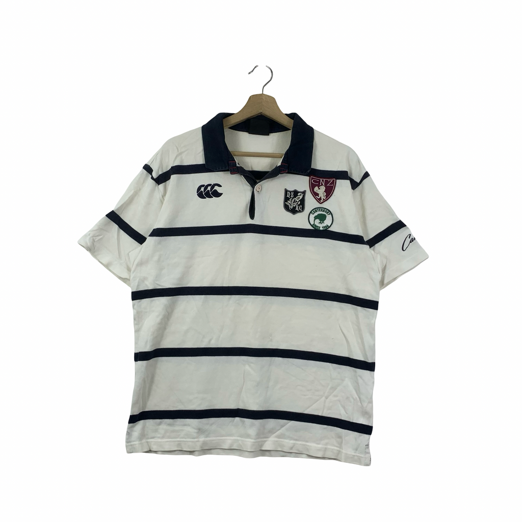 CANTERBURY OF NEW ZEALAND Rugby Striped Tee Shirt Polo Top Rugby Club