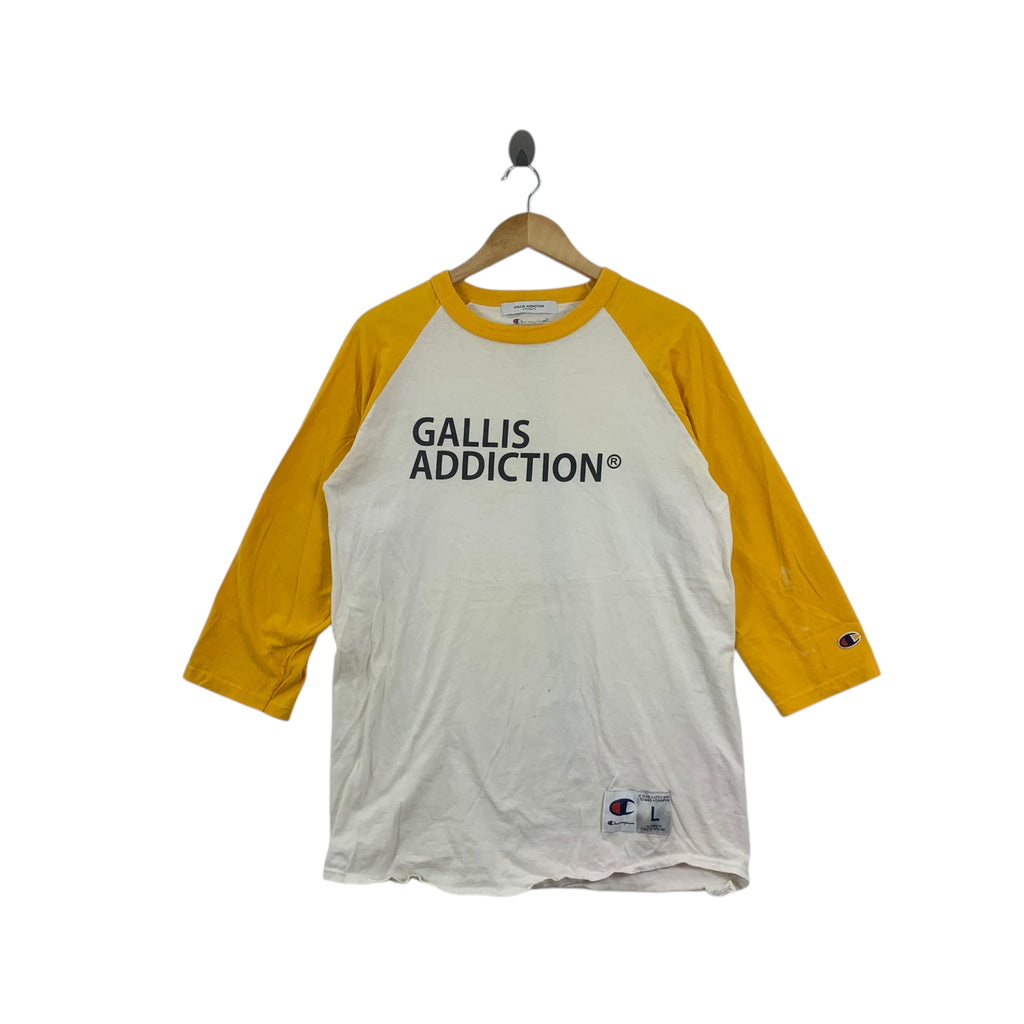 CHAMPION GALLIS ADDICTION Garments College Tee Shirt Top Enjoy The Game