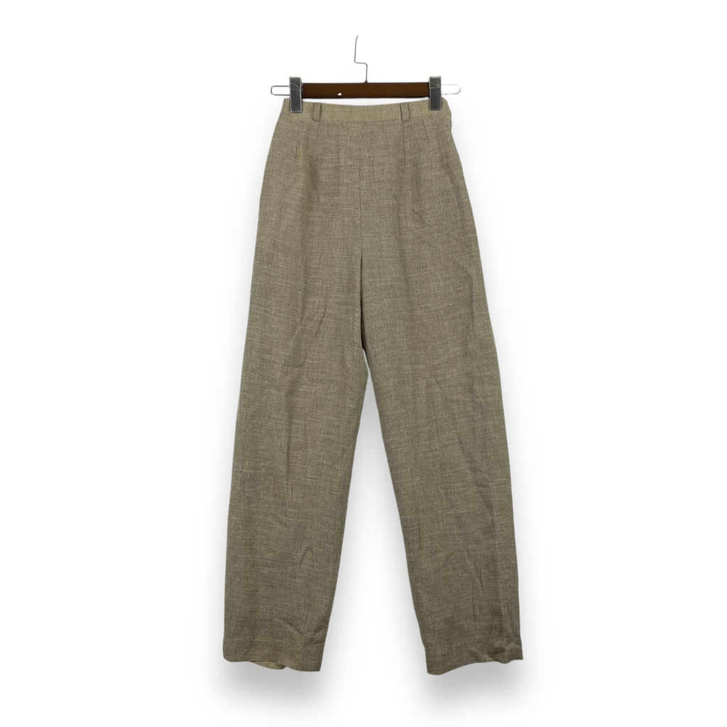 Vintage PRENON ASSHU Women’s Linen Blend High Waist Trousers Beige Textured Pants