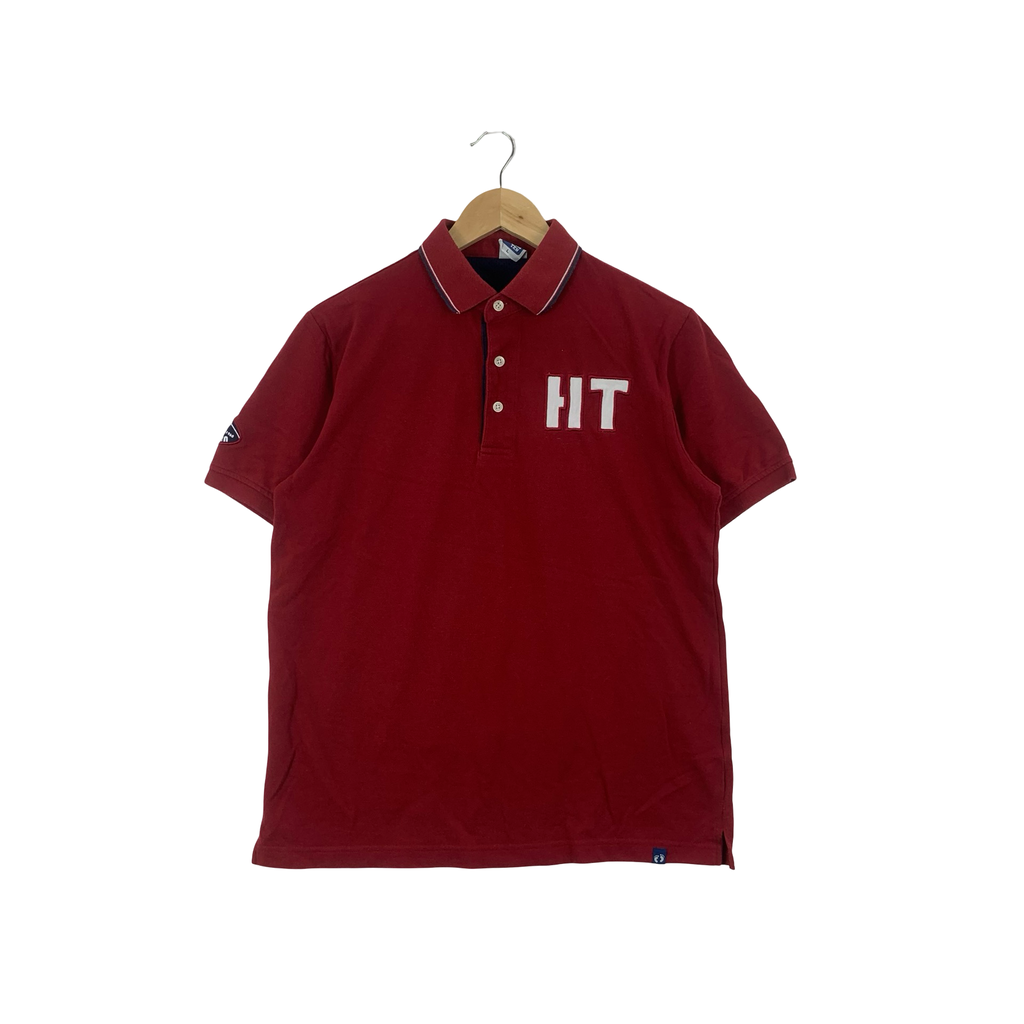 Vintage HANG TEN Embroidered Logo American Football Style Tee Shirt Top Polo