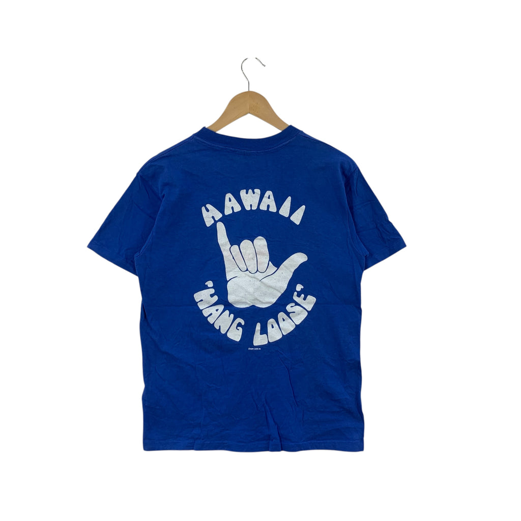 Vintage 90s HAWAII HANG LOOSE Surf Beach Tee Shirt Top Hand Gesture Beach Vacation