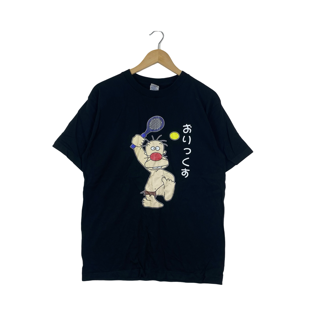 Vintage JAPANESE CARTOON TENNIS Graphic T-Shirt Printstar Heavyweight Anime Manga Streetwear Casual Retro