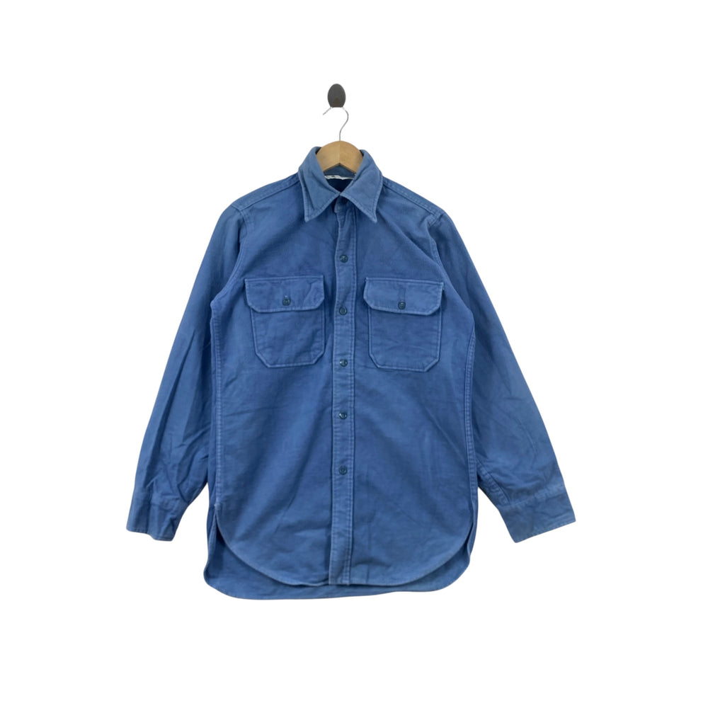 Vintage WOOLRICH EST. 1830 Chamois Cloth Overshirt  Button Up Workwear Shirt Long Sleeve Two Pocket Heavyweight