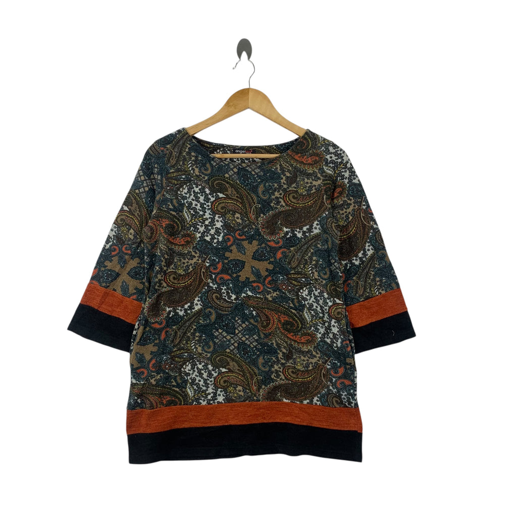 ANGEL PLUS TOKYO Paisley Over Print Blouse Shirt Top Spring Summer AOP