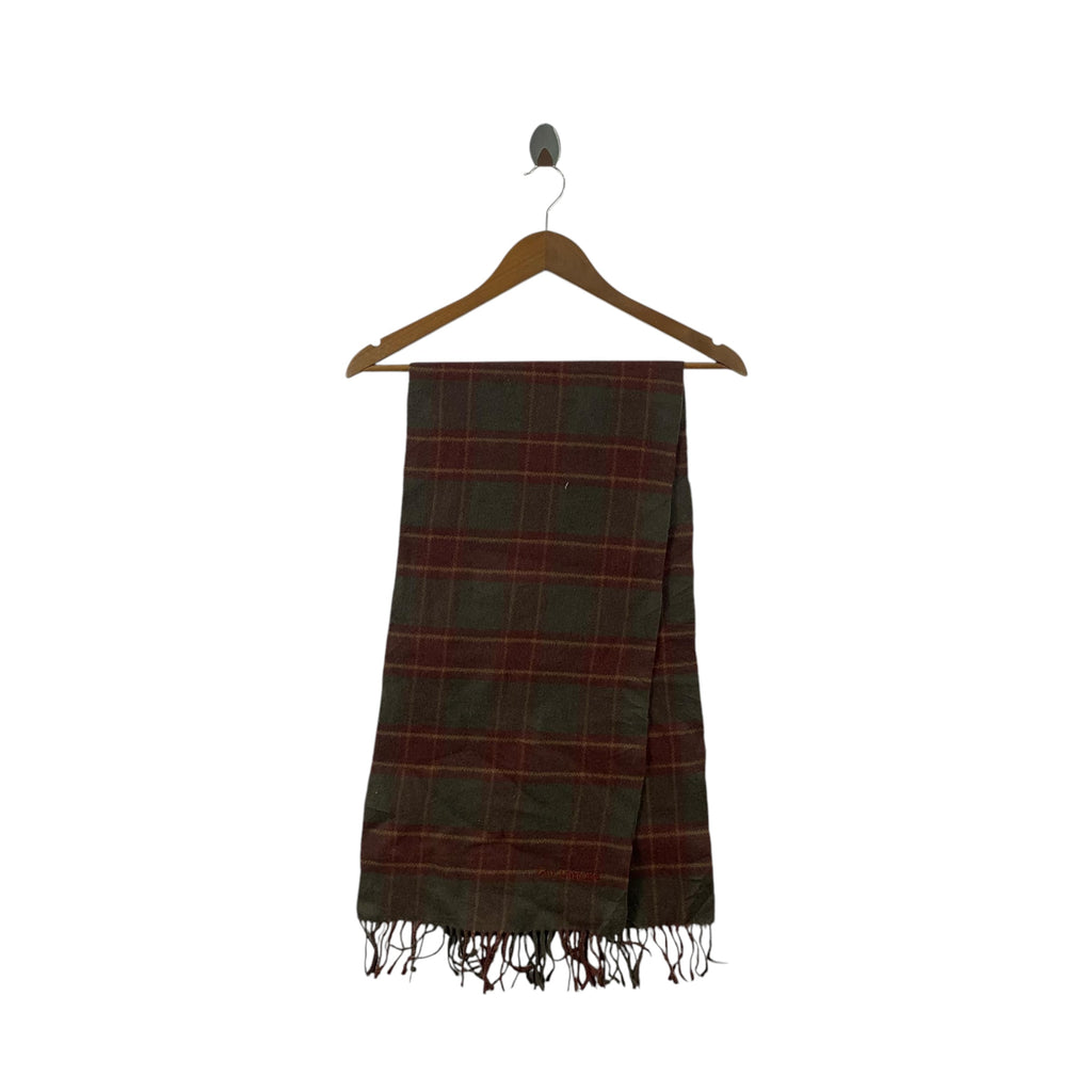 Vintage GUY LAROCHE TARTAN Plaids Checks Muffler Scarf Shawl Fringes