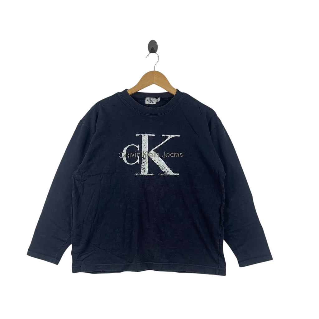 Vintage CALVIN KLEIN CK New York Distress Design Tee Shirt Top Cropped