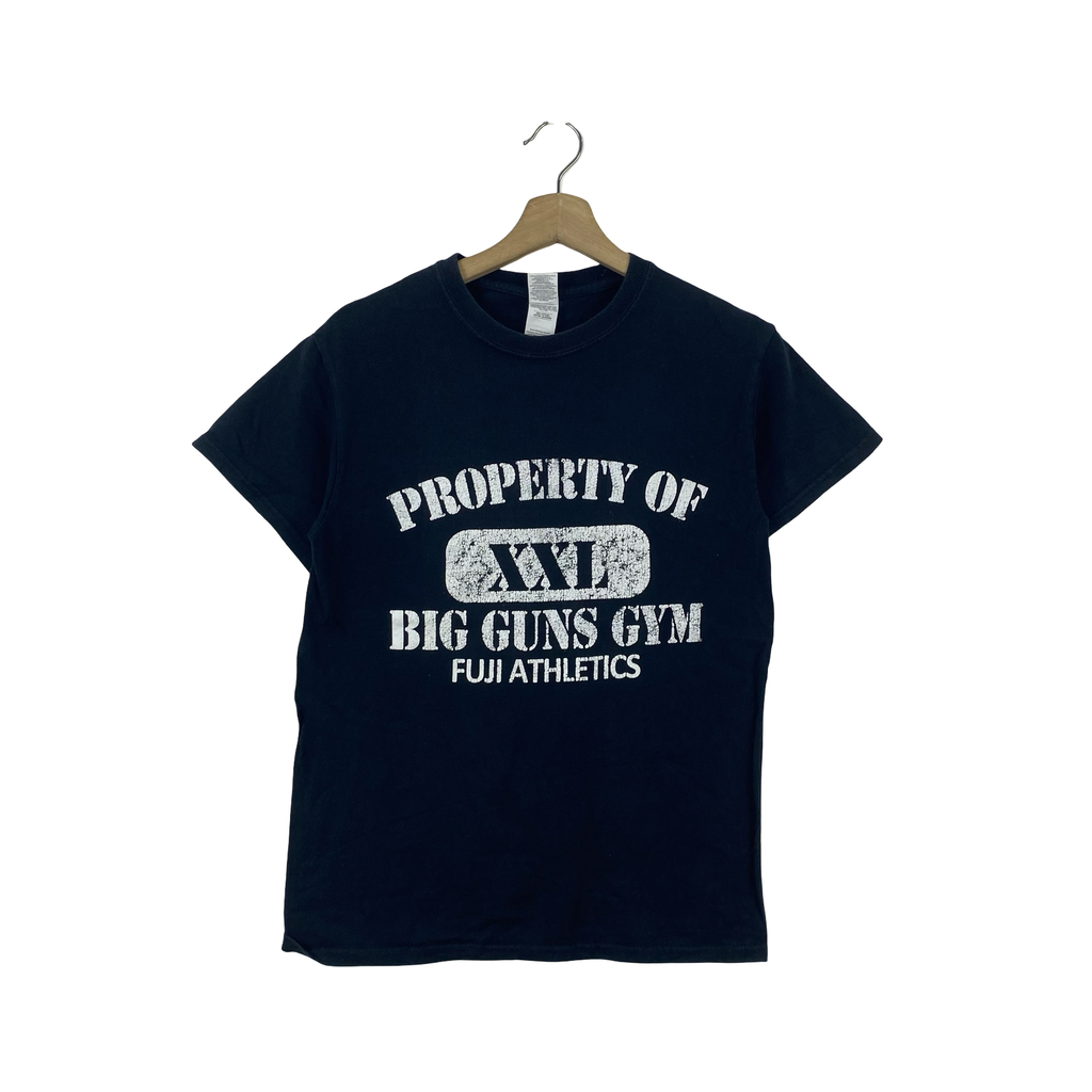 Vintage BIG GUNS GYM Fuji Athletics Tee Shirt Property of XVI Distressed Graphic Gildan Ultra Republic