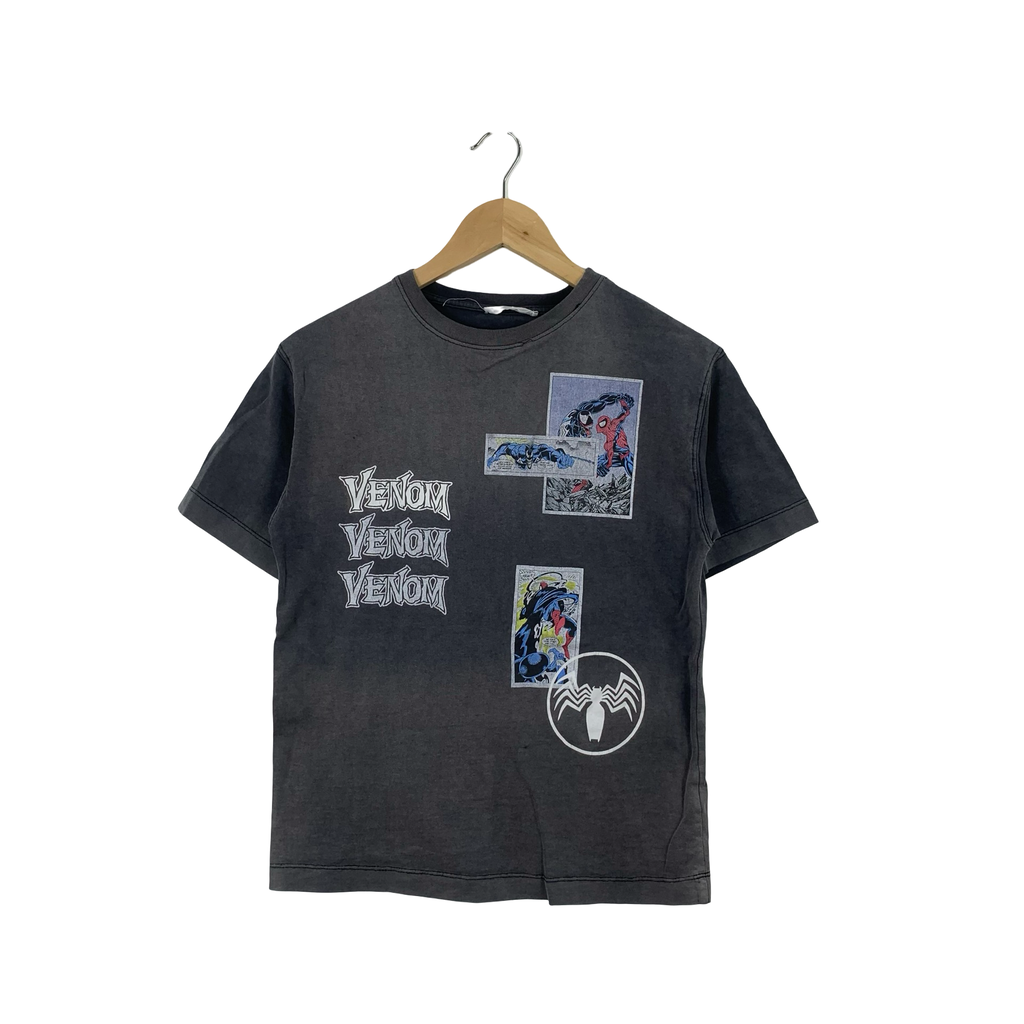 MARVEL COMICS AVENGERS Spiderman Venom Tee Shirt Top Comics Natural Sun Faded