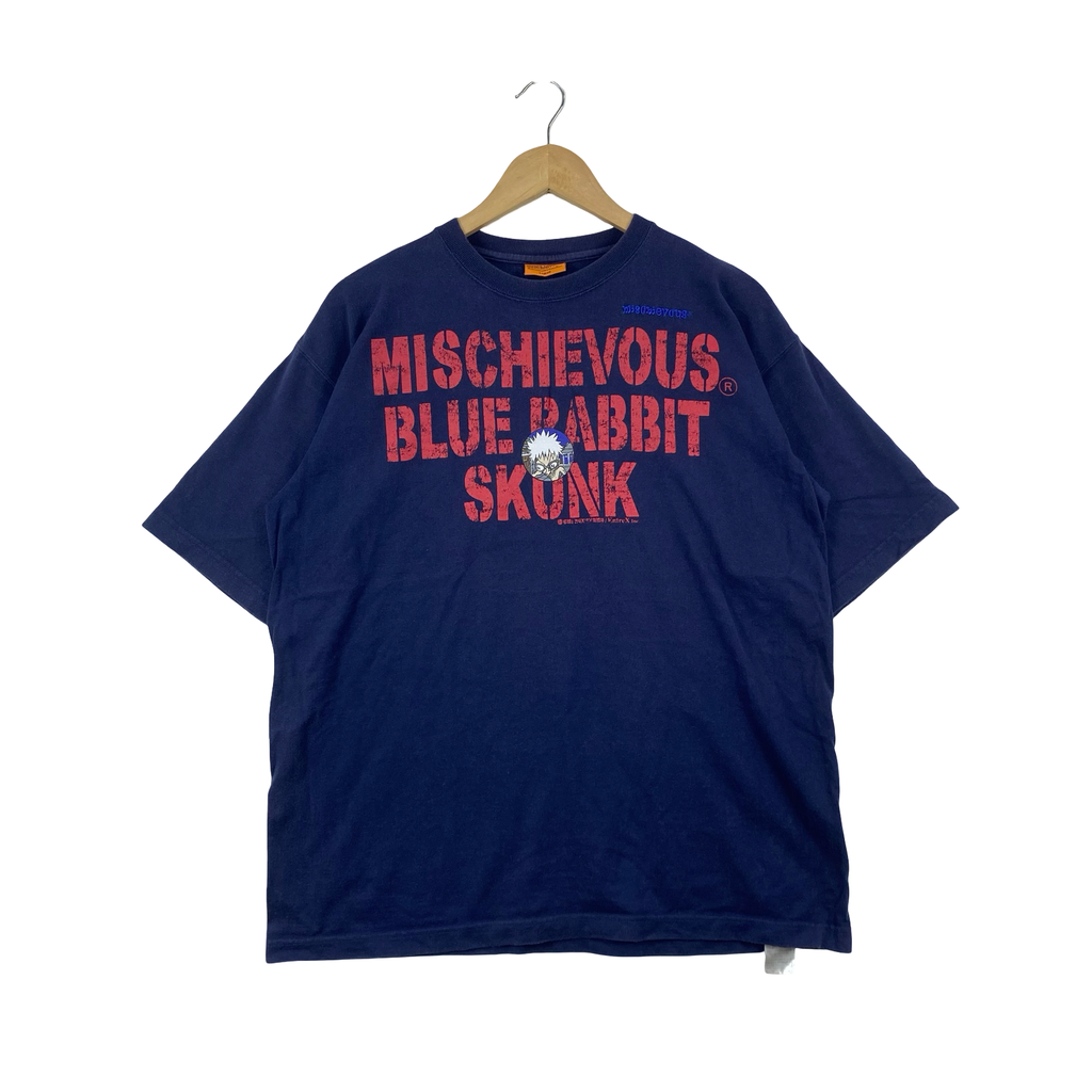 Vintage MISCHIEVOUS BLUE RABBIT Skunk Graphic Tee Shirt Big Logo Streetwear Japanese