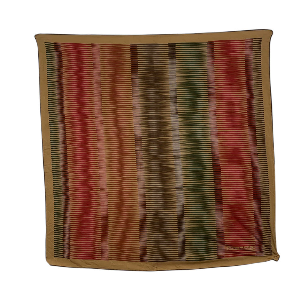 Vintage PIERRE BALMAIN PARIS Wavy Gradient Stripe Silk Scarf Hand Rolled Shawl Neckerchief Verticals Bands
