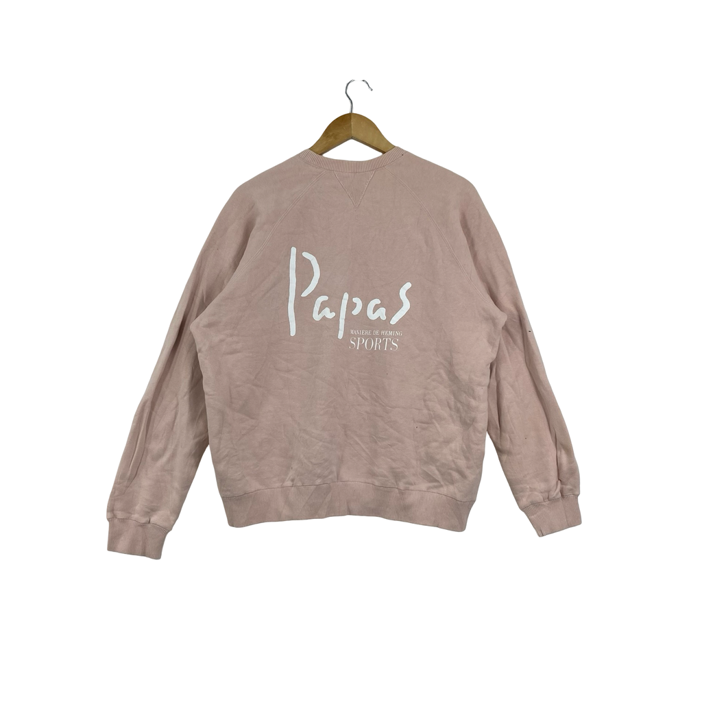 Vintage Japanese PAPAS Crewneck Sweatshirt Pastel Pullover Raglan Sleeve Minimal Embroidered Logo Casual Streetwear Classic