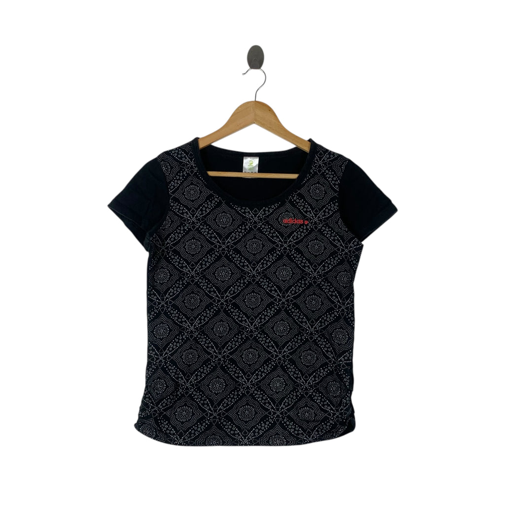 ADIDAS NEO PAISLEY Over Print Bandana Mandala Tee Shirt Top Symmetrical Diamond Grid
