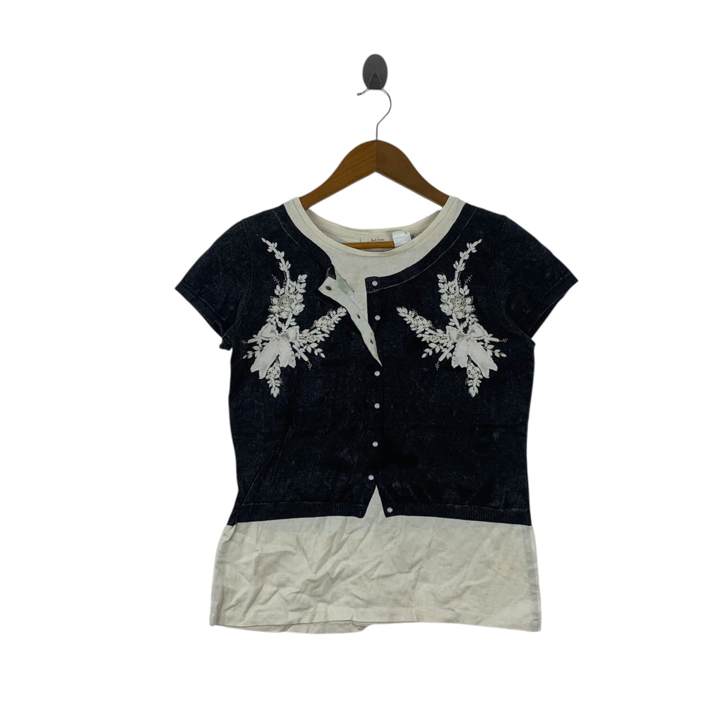 PAUL SMITH PAUL Collection Floral Cardigan Tee Shirt Top Made In Japan