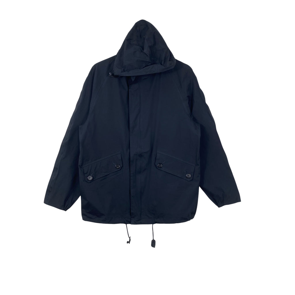 Vintage MARGARET HOWELL Hooded Jacket Minimalist Designer Coat Button Flap Pockets Adjustable
