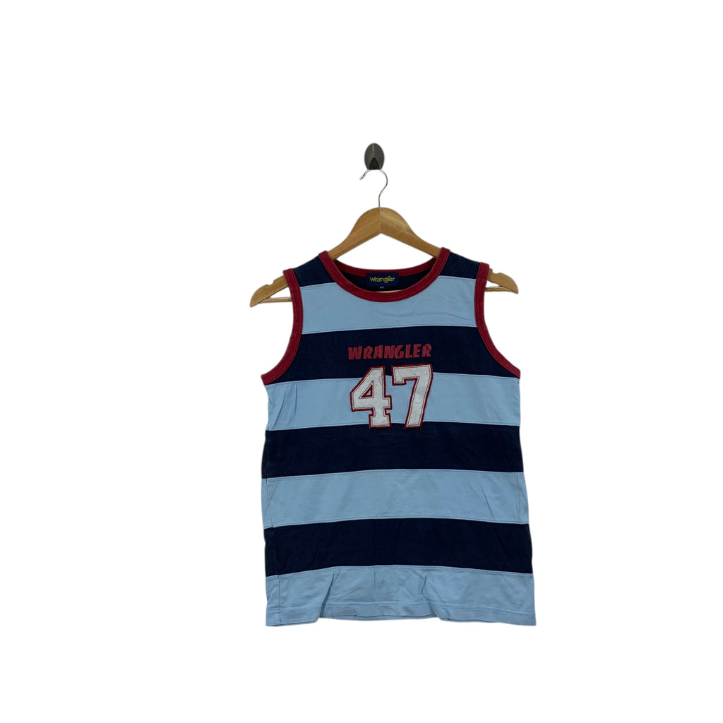 WRANGLER USA Union Made Striped Tank Top Tee Shirt No 47 Embossed Logo