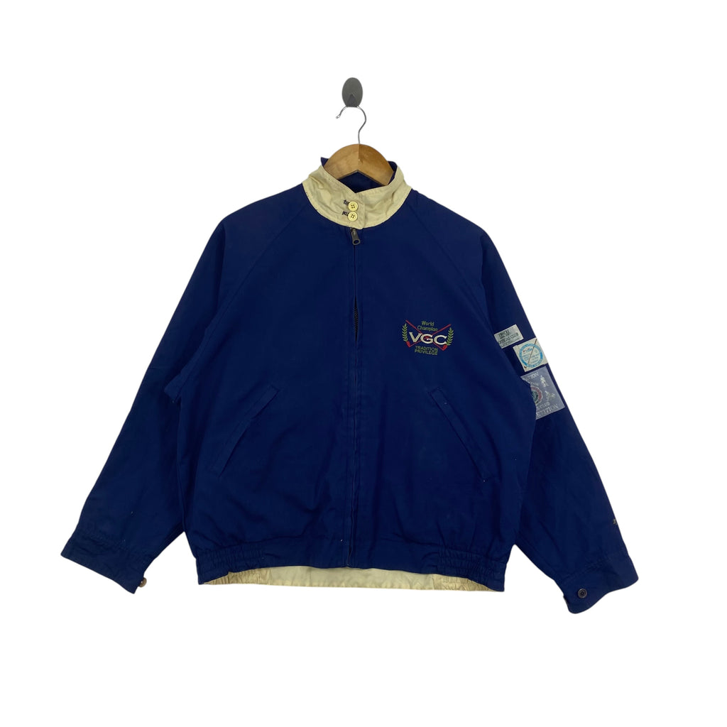 Vintage GOLF CLUB Windbreaker Jacket VGC World Champion Tradition Privilege Embroidered Logo Multi Patch Detail