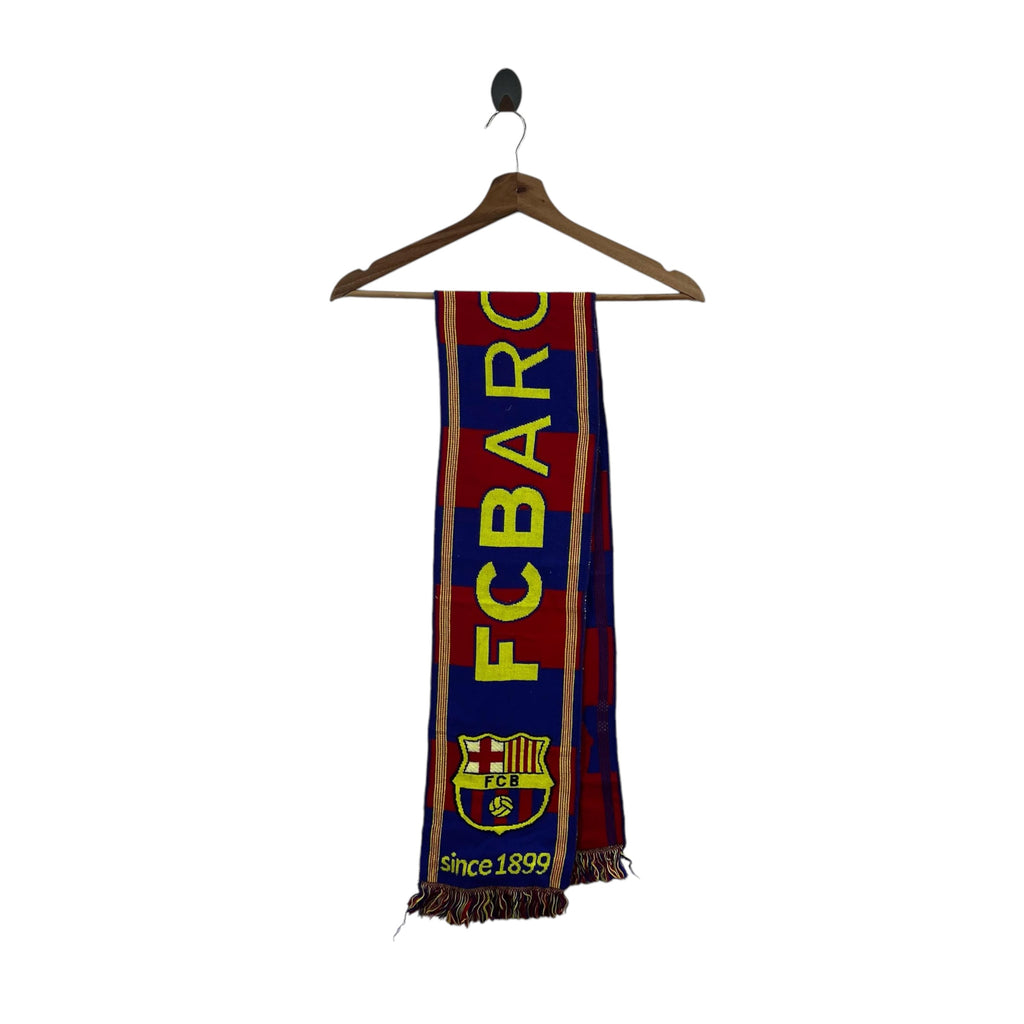Vintage FC BARCELONA FOOTBALL Soccer Muffler Scarf Shawl Fringes