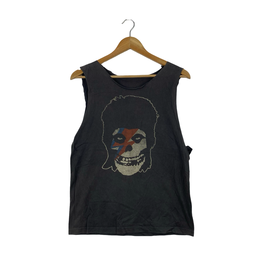 Vintage MISFITS SKULL Lightning Bolt Cut-Off Tank Top Distressed Punk Rock Sleeveless Tee