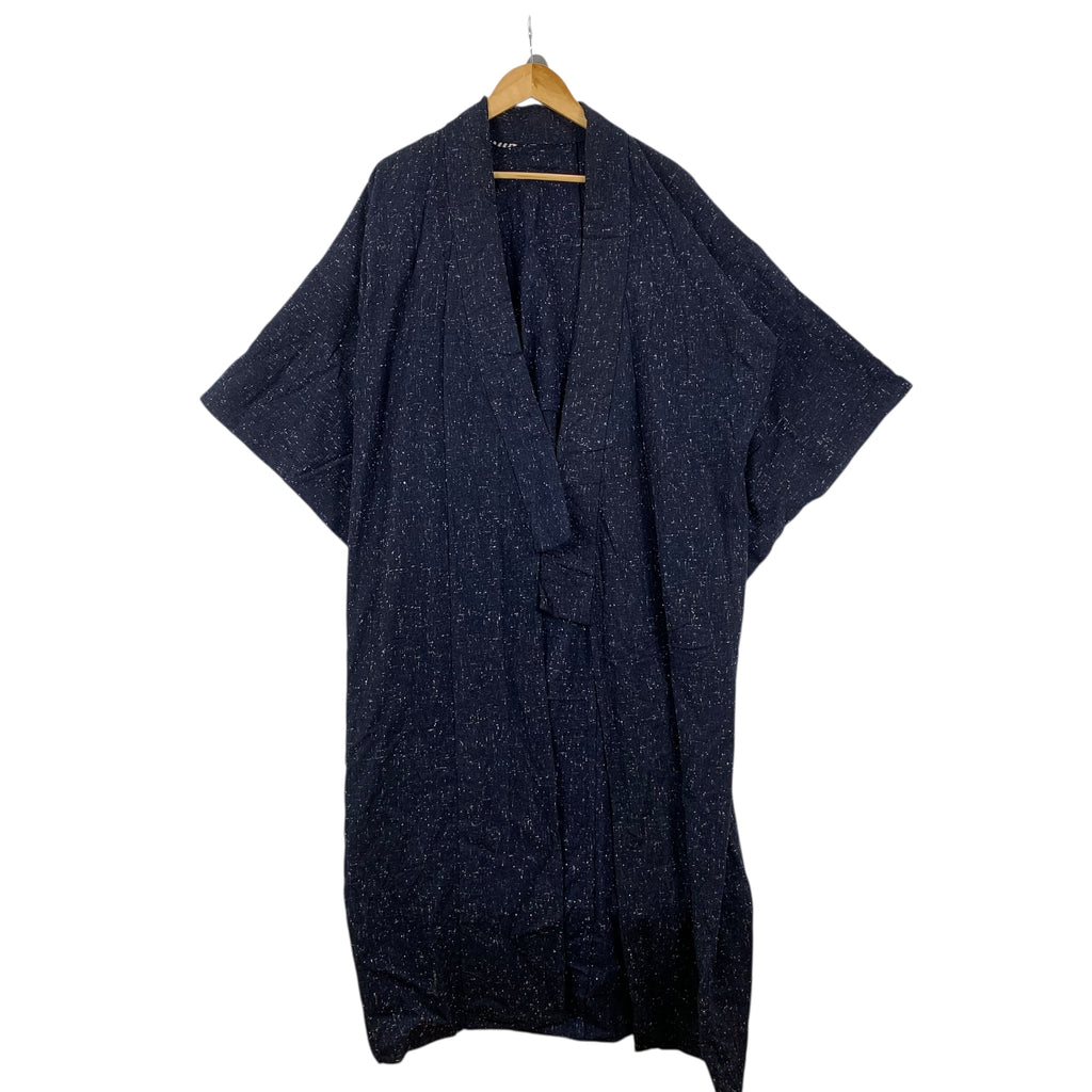 Vintage 70s KIMONO PURE INDIGO JAPAN Traditional Robe Coat Temple Onsen Yukata Dress Jacket Coat