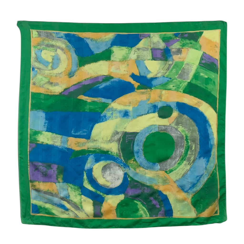 Vintage ABSTRACT ART PAINTERLY Artistic Silk Scarf Hand Rolled Shawl Neckerchief