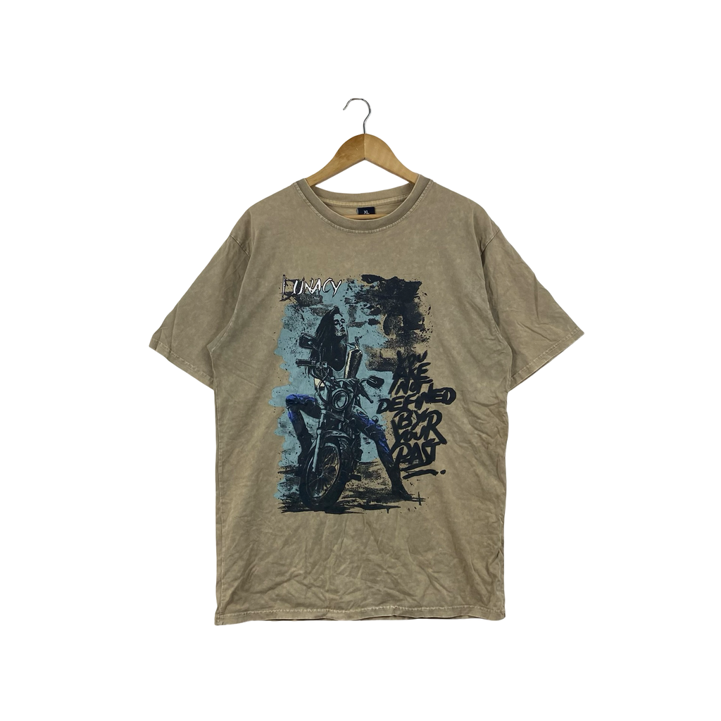 Vintage LUNACY MOTORCYCLE Graphic T-Shirt Washed Streetwear Biker