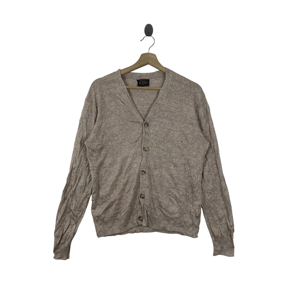 Vintage BEAMS Japan Heathered Knit Cardigan Sweater Button Up V Neck Minimalist Japanese Casual Preppy Style Long Sleeve Knitwear