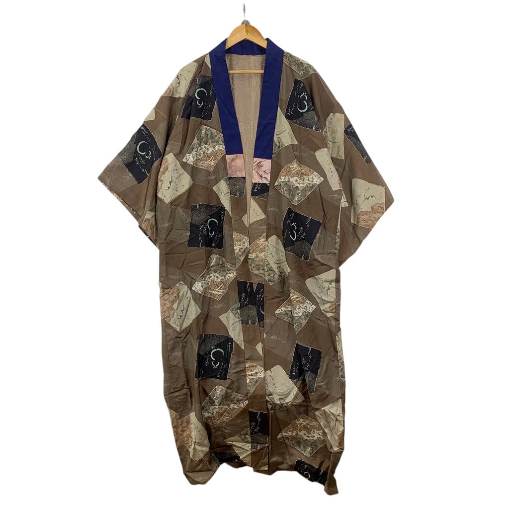 Vintage 70s KIMONO JAPAN TRADITIONAL Temple AOP Sukajan Coat Jacket Traditional Temple