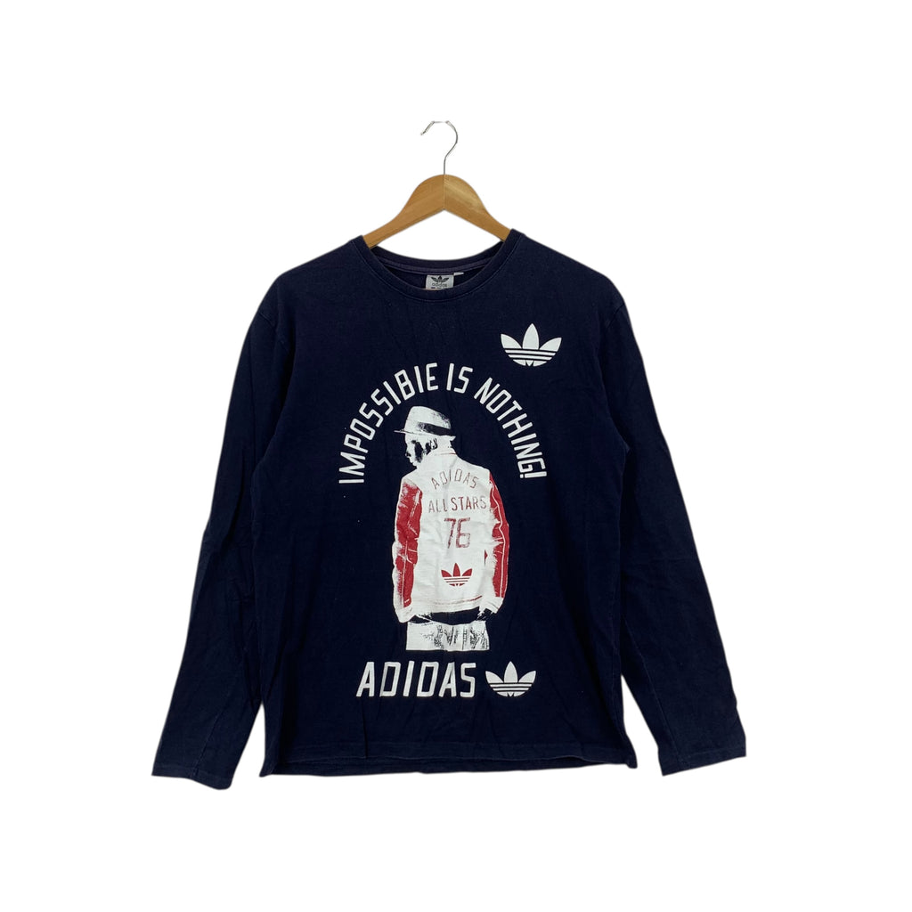Vintage ADIDAS ORIGINALS All Stars Impossible Is Nothing Tee Shirt Top Trefoil Long Sleeve