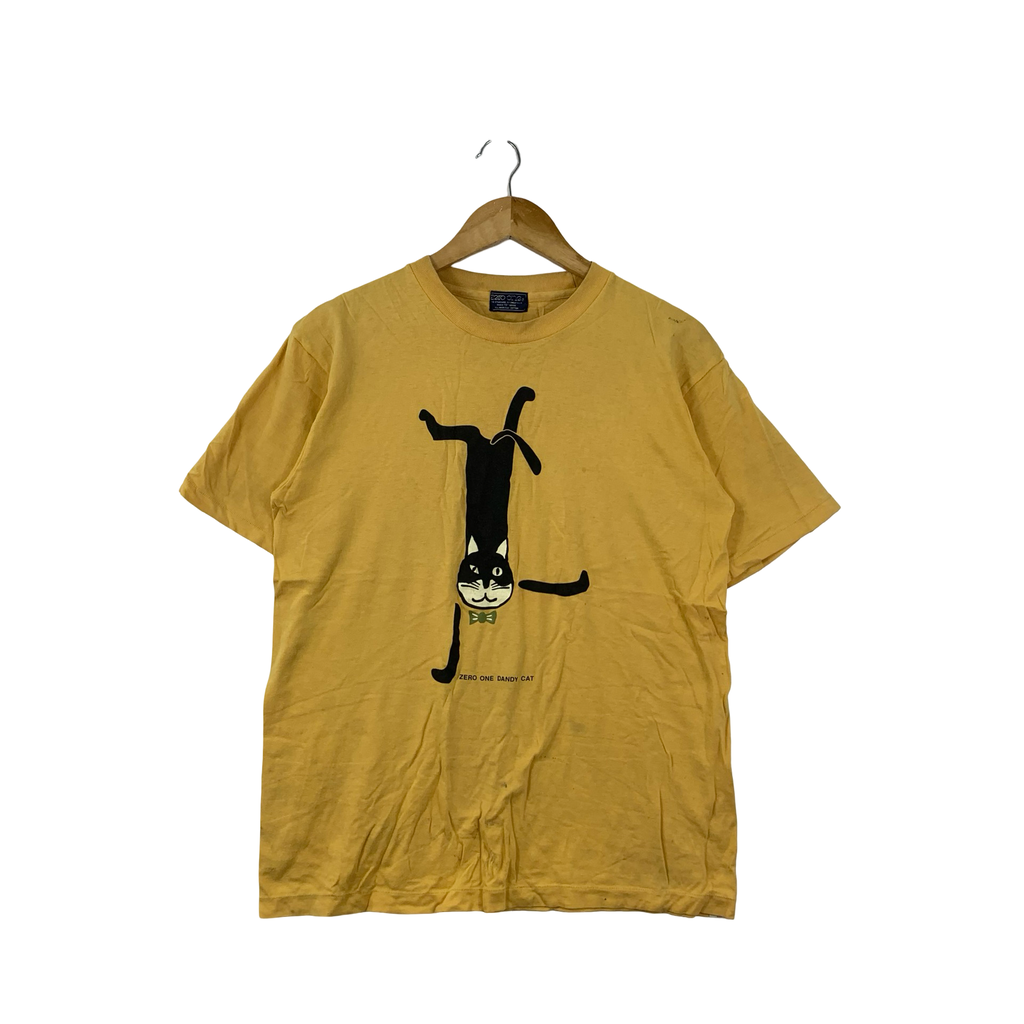 Vintage ZERO ONE DANDY CAT Cartoon Anime Tee Shirt Top Illustration Artist Manga