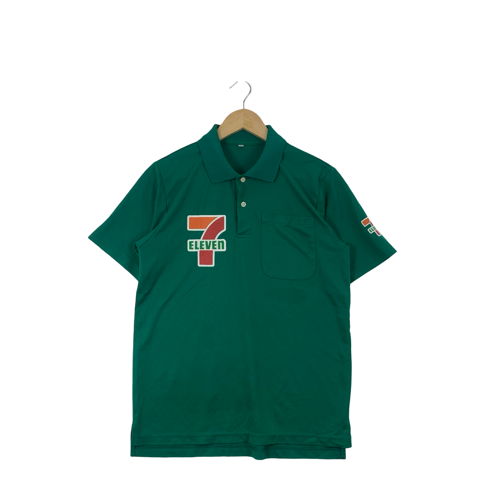 Vintage 90s 7-ELEVEN Staff Uniform Tee Shirt Top Polo Single Pocket