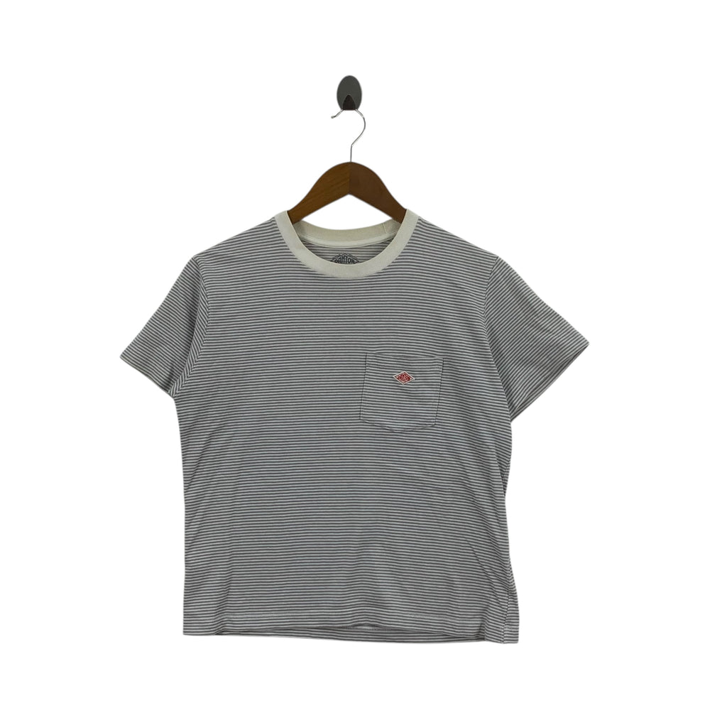 DANTON FRANCE Vetements De Travail Striped Pocket Tee Shirt Top Embossed Logo