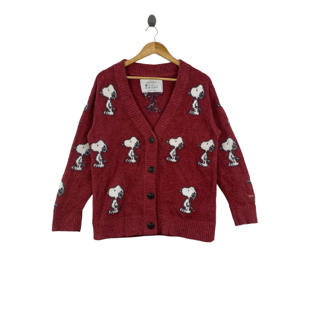 PEANUTS x GELATO PIQUE Snoopy & Friends Fleece Cardigan Button Up Shirt Over Print Top