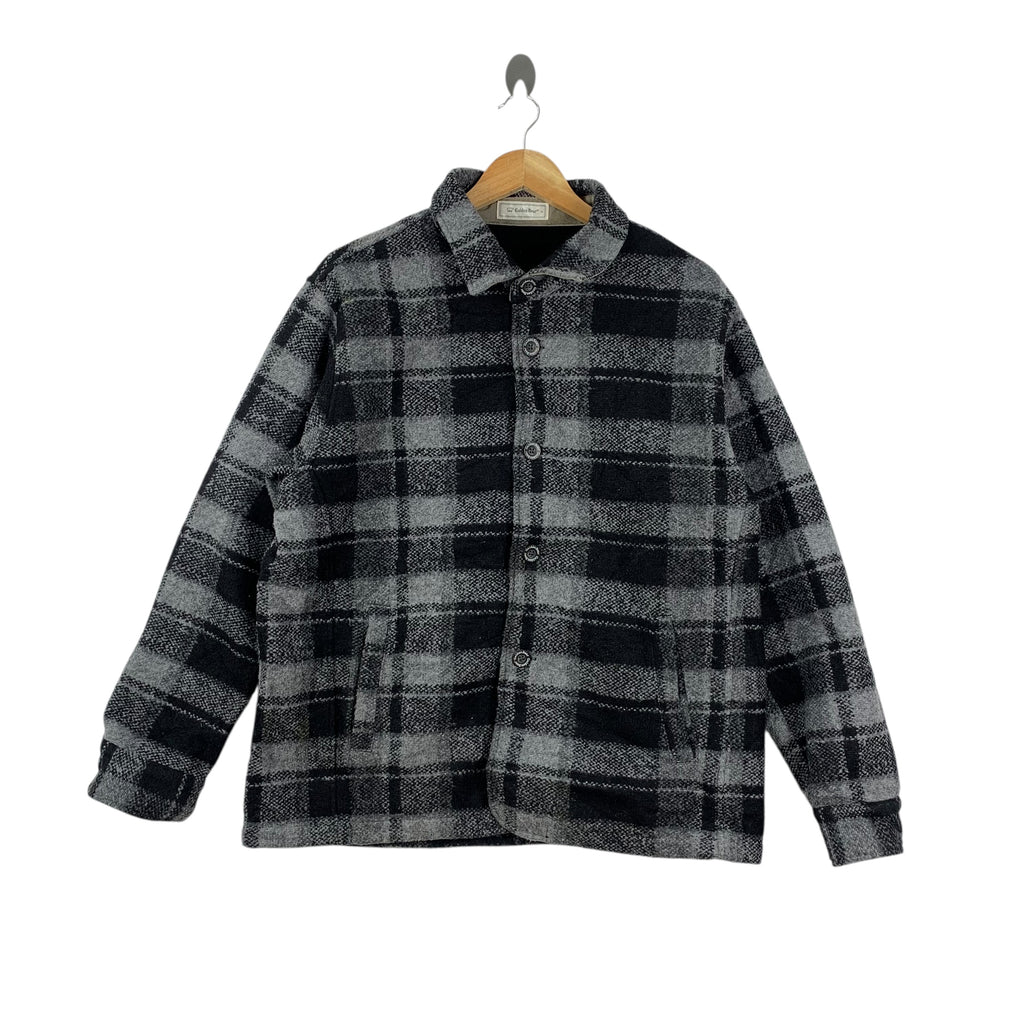 GOLDEN BEAR USA Tartan Plaids Checks Button Jacket Cardigan Thermal Lining