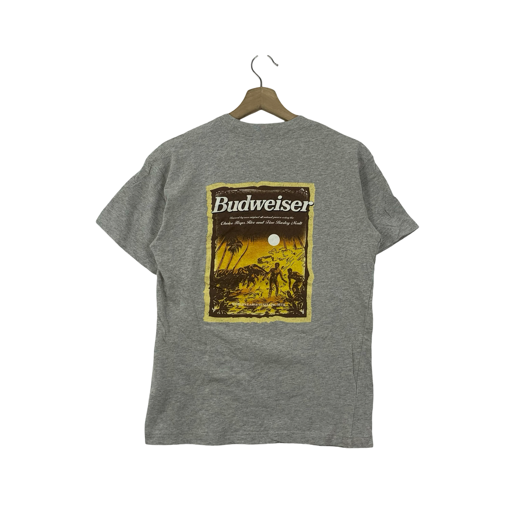 Vintage BUDWEISER Sun Stroke Design Tee Shirt Top