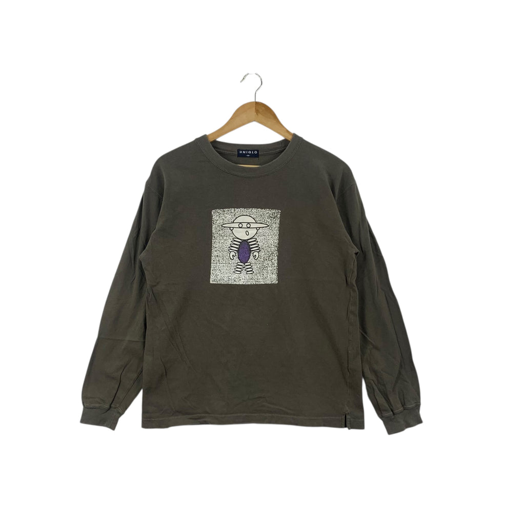 UNIQLO x ALIEN ANIME Illustration Cartoon Tee Shirt Top Long Sleeve