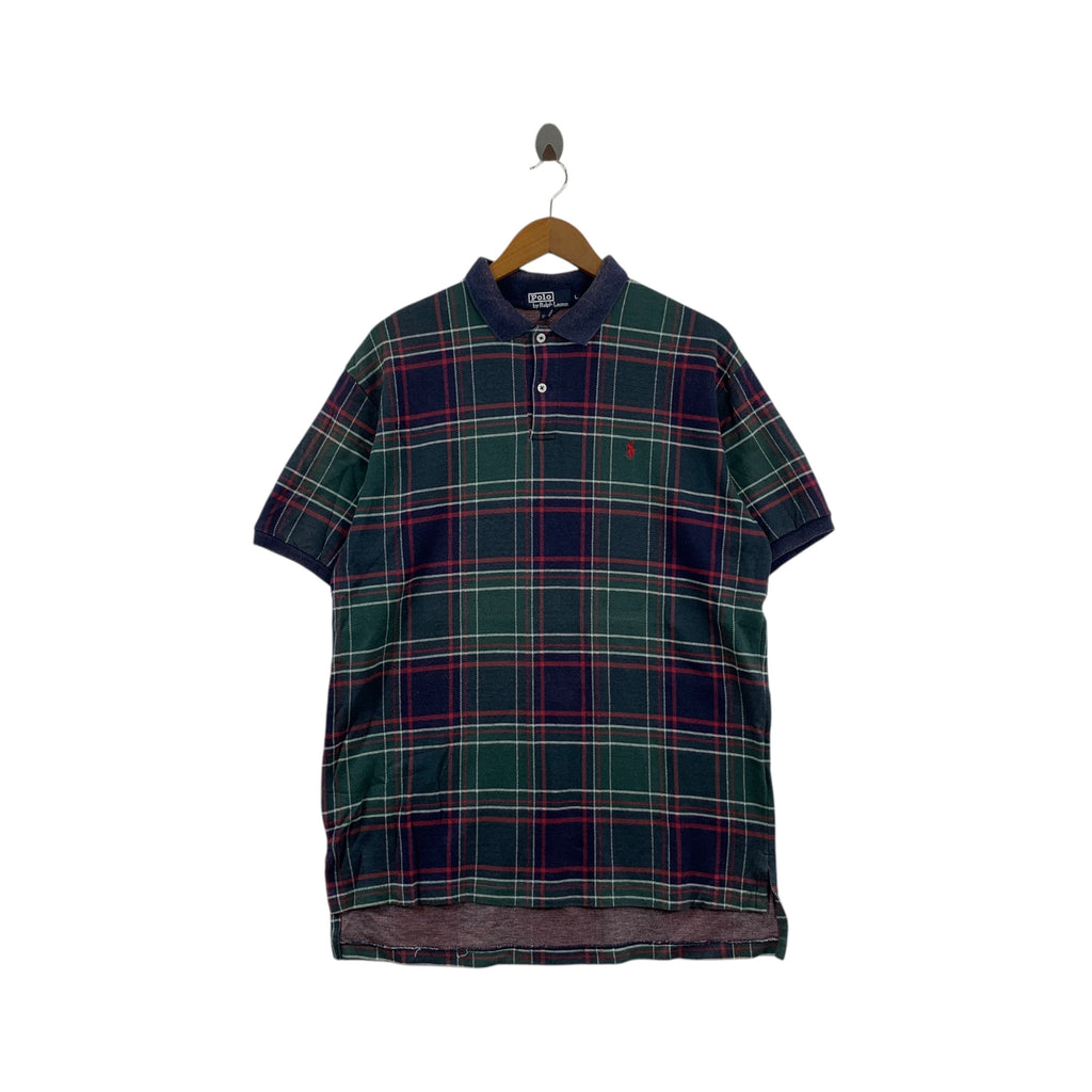Vintage POLO RALPH LAUREN Tartan Small Pony Tee Shirt Embroidered Logo Plaids Checks Short Sleeve