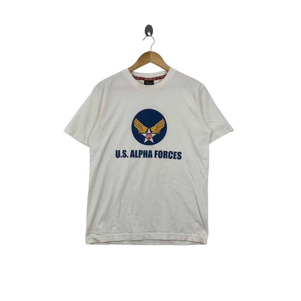 ALPHA INDUSTRIES US Air Force USAF Military Tee Shirt Top Army World Peace