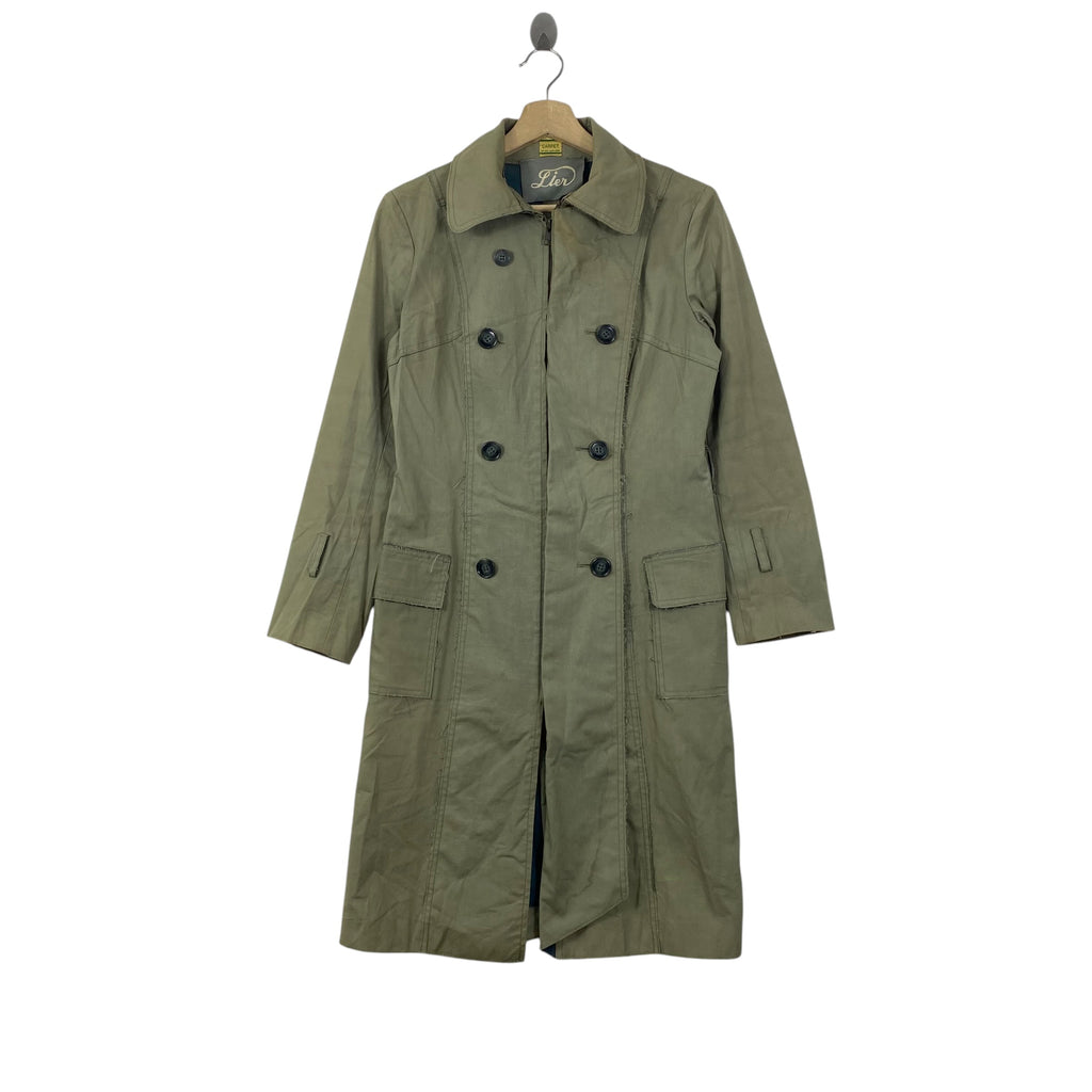 Vintage LIER Longline Military Style Field Coat Jacket Utility Pockets Full Length Outerwear