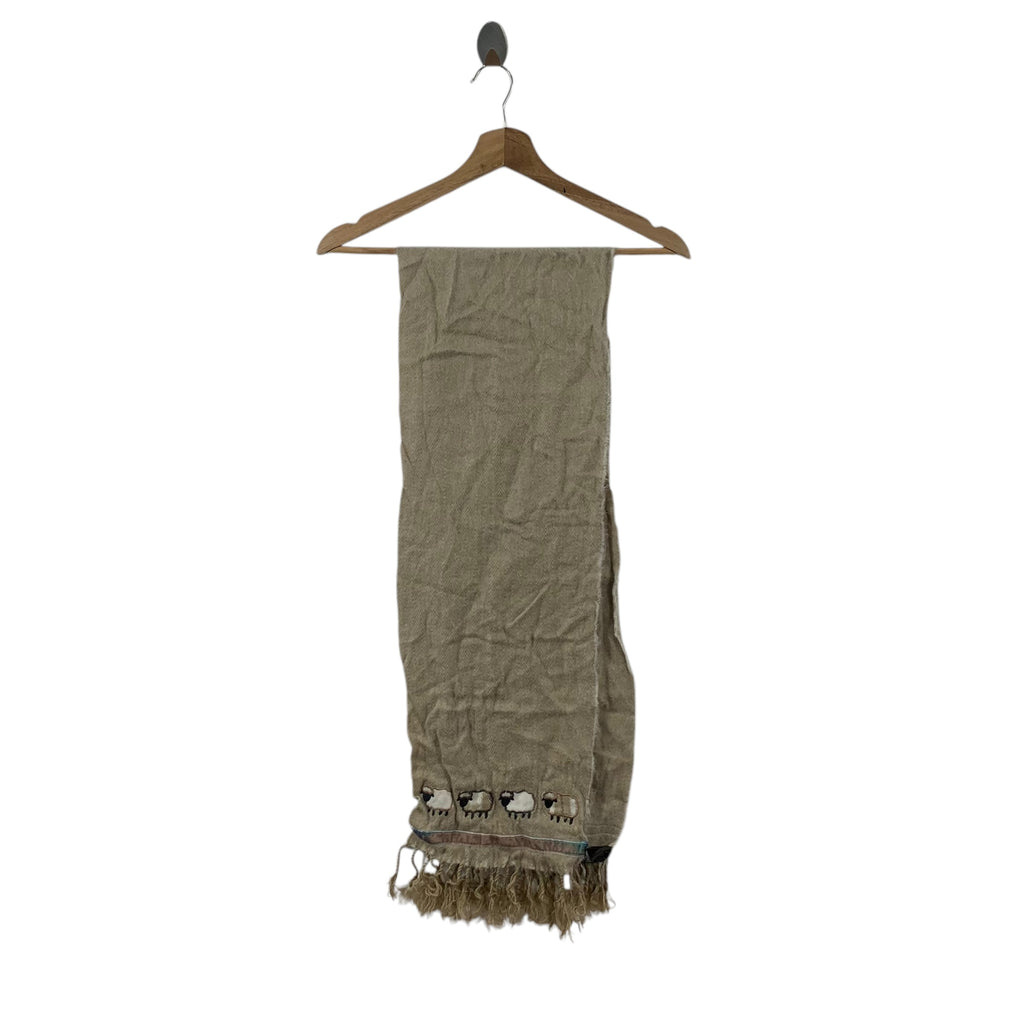 Vintage JAMES PRINGLE WEAVERS Lambs Logo Muffler Scarf Shawl Fringes