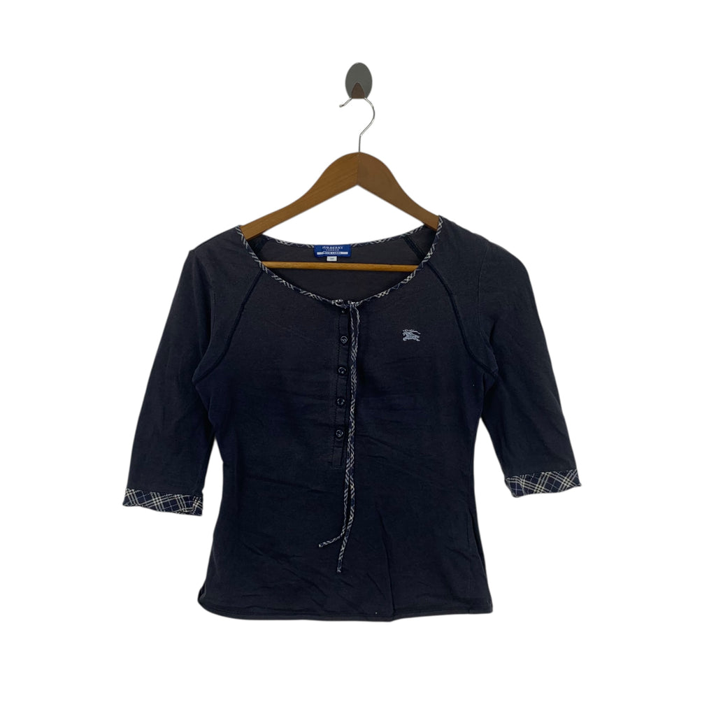 BURBERRY LONDON BLUE LABEL Nova Checks Tee Shirt Top Henley Collection