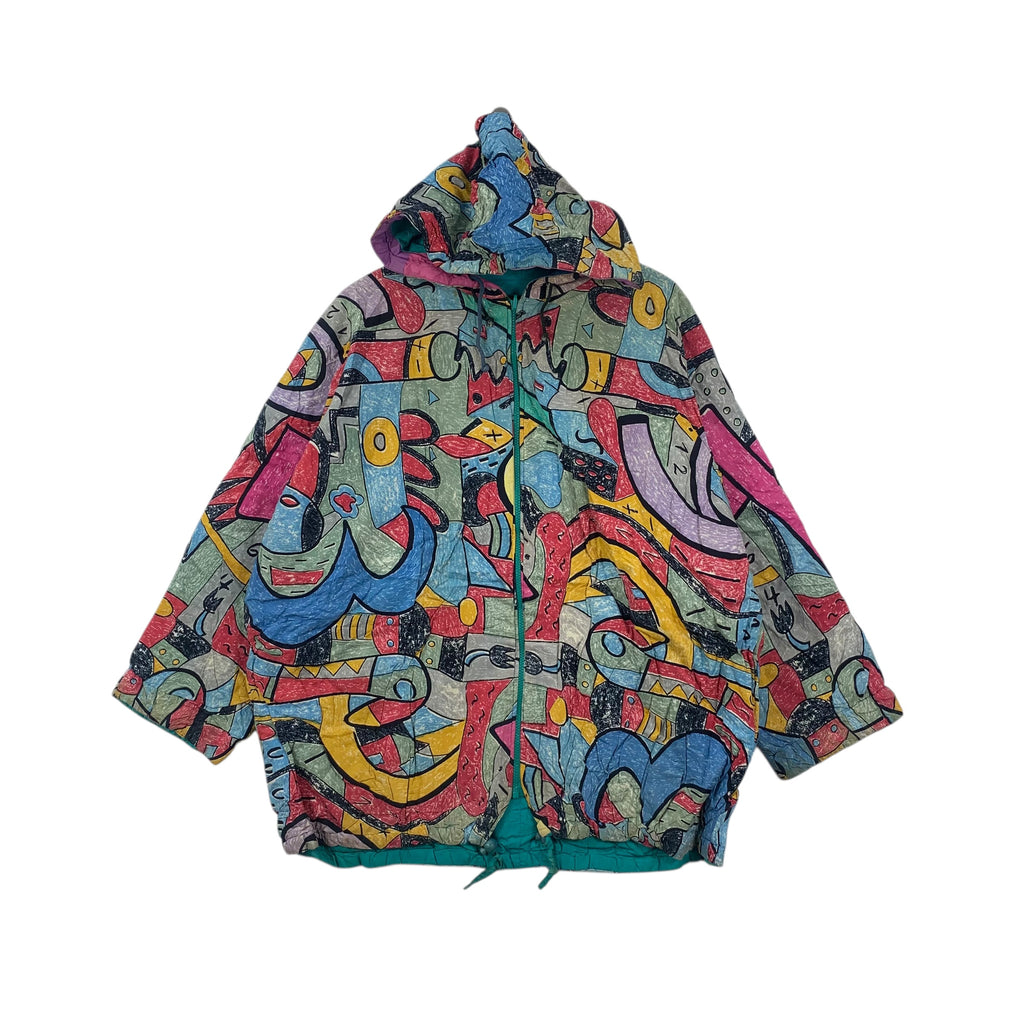 Vintage TGM PICASSO Over Print Abstract Painting Jacket Outdoor Windbreaker