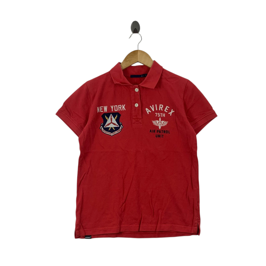 AVIREX USAF Air Patrol Unit Bumblebees USA Polo Tee Shirt Top Embossed Logo