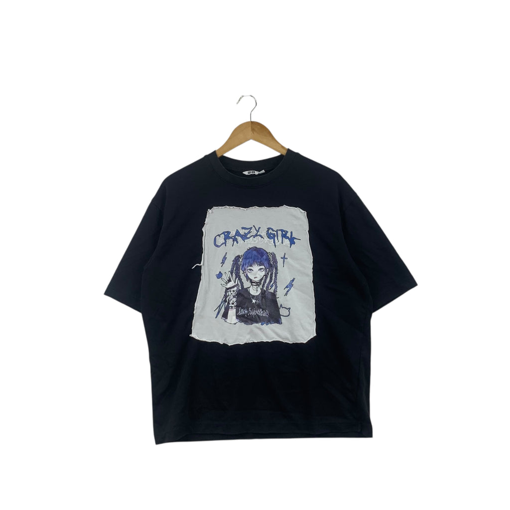 UNIQLO AIRISM ANIME Crazy Girl Manga Baggy Tee Shirt Top Japan Cartoon