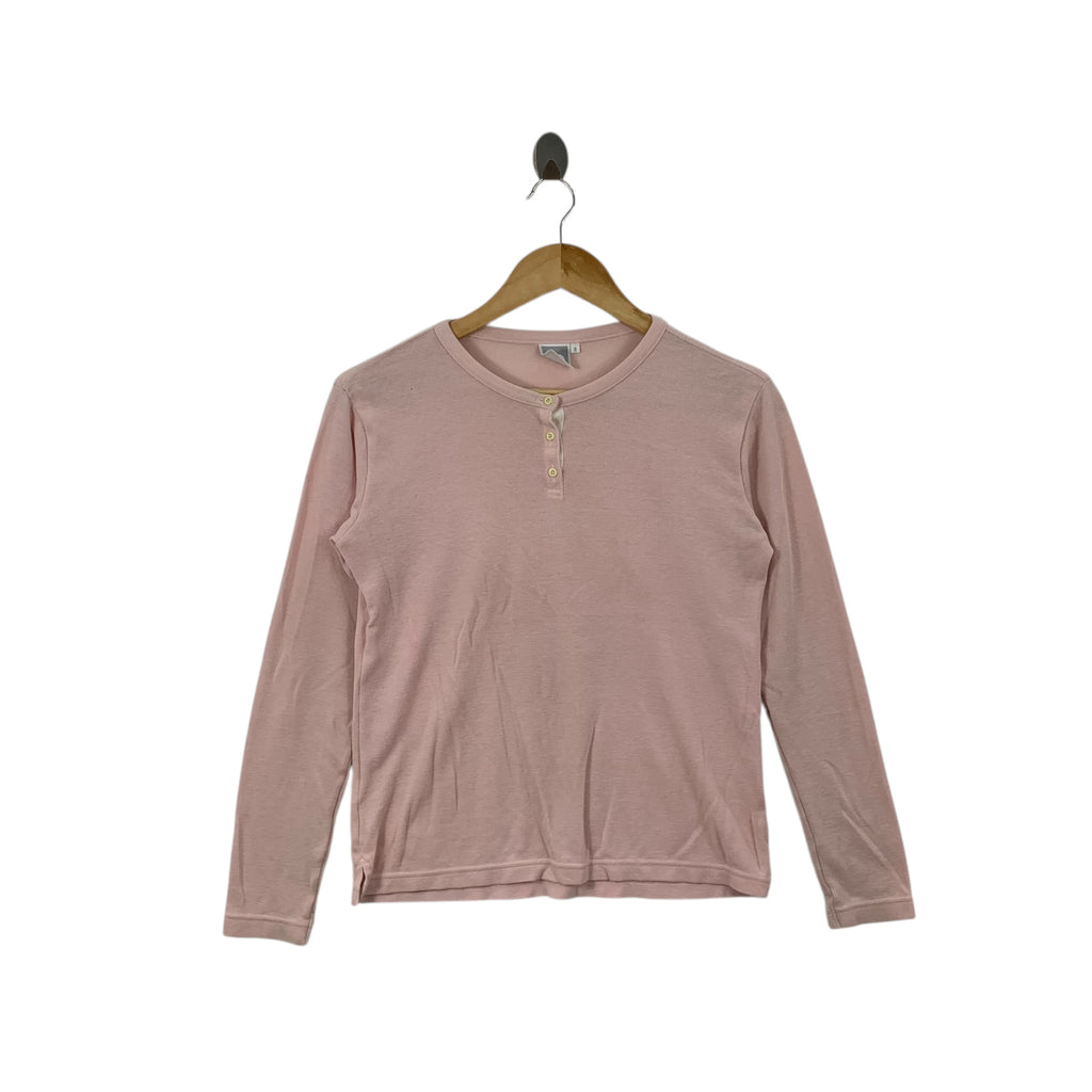 Vintage THE NORTH FACE Waffle Henley Peach Tee Shirt Top Long Sleeve