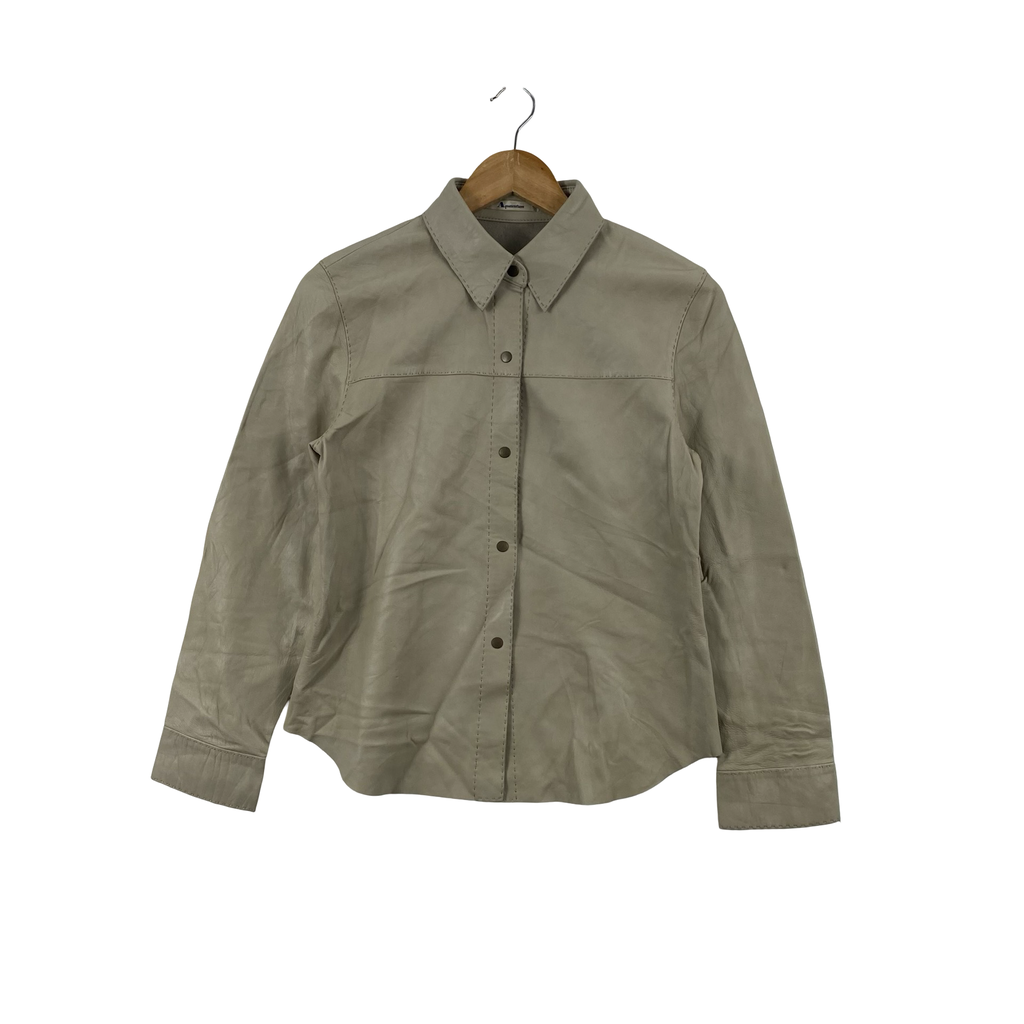 Vintage AQUASCUTUM Genuine Leather Button Up Shirt Jacket Cropped Minimal Designer Coat
