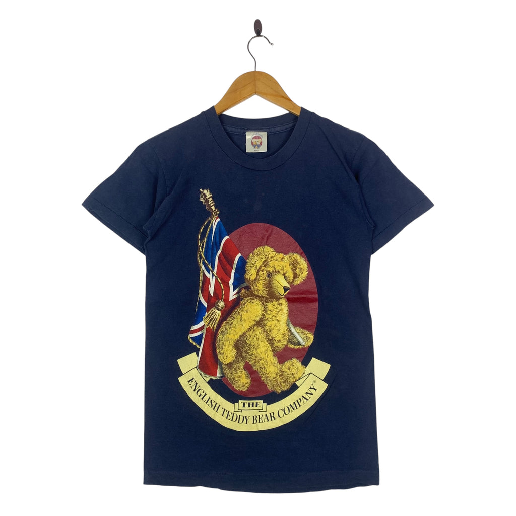 Vintage ENGLISH TEDDYBEAR COMPANY UK Flag Tee Shirt Top Union Jack Graphic Short Sleeve