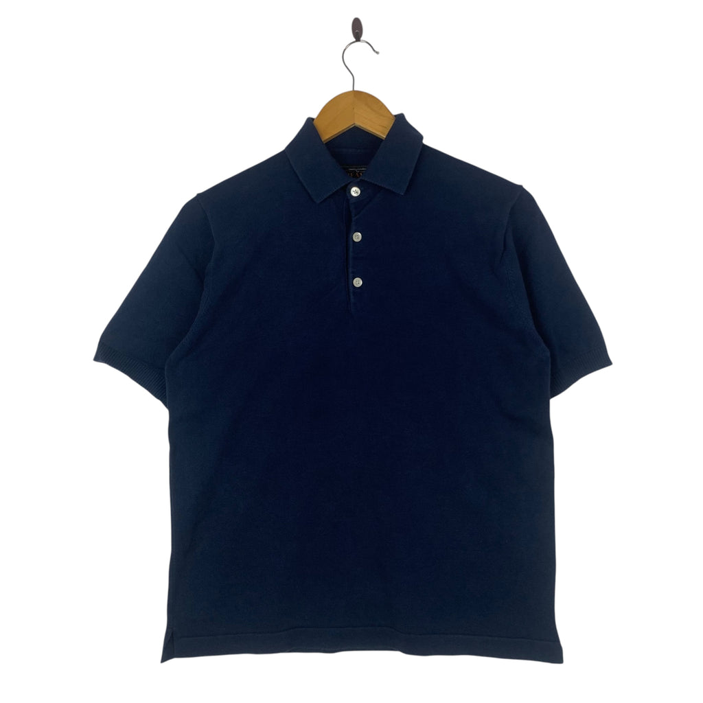 Vintage BEAMS PLUS JAPAN Collection Plain Polo Tee Shirt Top Blue Collar Short Sleeve