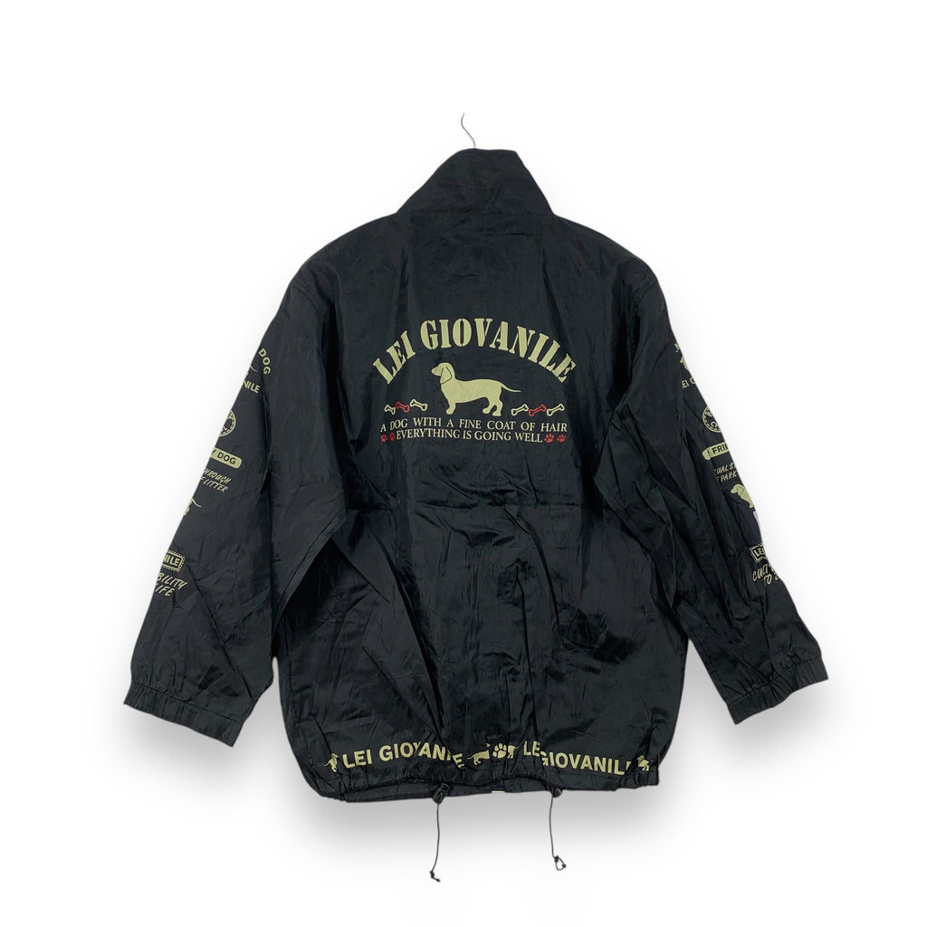 Vintage LEI GIOVANILE Friendly Dog Windbreaker Jacket Sleeve Prints Graphic Print Streetwear Collectible